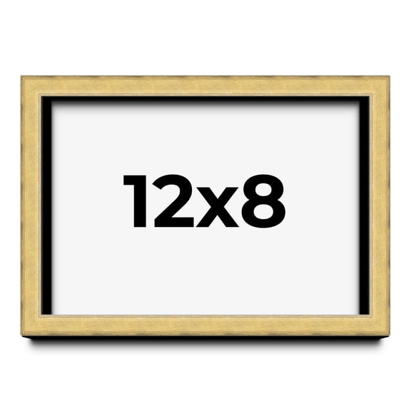 12x8 Shadow Box Frame Gold | 1.375 Inches Deep Real Wood Contemporary Shadowbox Display Frame | UV