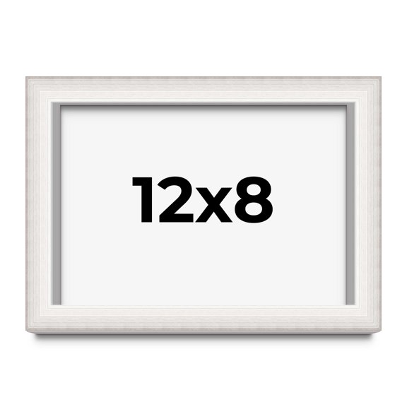 12x8 Shadow Box Silver Brushed Striped Display Frame | 1.625 Inches Deep | 1 Inch Moulding Width |