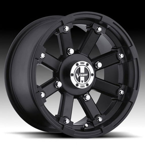 12x8 Vision 393 Lockout Matte Black UTV Wheel 4x110 (-61mm)