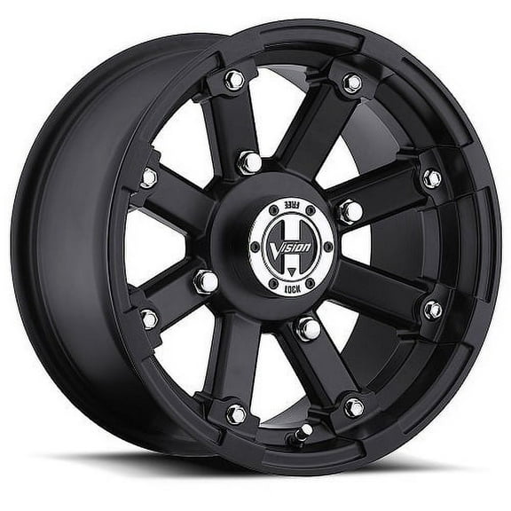 12x8 Vision 393 Lockout Matte Black UTV Wheel 4x4 (-10.2mm)