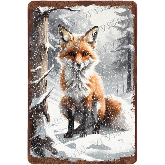 12x8 inches Funny Aluminum Sign - Christmas Decor Snowy Forest Decor Winter Wolf, Adds a Touch of Humor and Charm to Your Seasonal Decorations