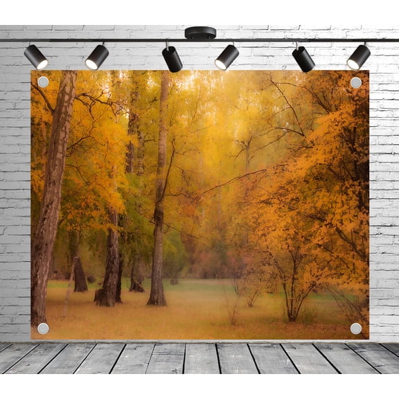 12x8ft Enchanting Autumn Forest Backdrop Photoshoot Photo Backdrop Nature Scenery Background for Theme Party Wedding Birthday Baby Shower Decoration Banner Photo Booth Studio Props