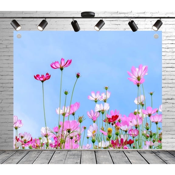 12x8ft Floral Backdrop Mixed Color Cosmos Photo Backdrop Garden Background Decoration Banner for Theme Party Wedding Birthday Baby Shower Photo Booth Studio Props