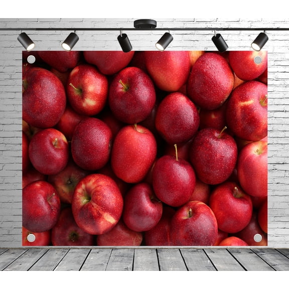 12x8ft Fruit Backdrop Red Apple Pattern Photo Backdrop Orchard Photography Background Decoration Banner for Theme Party Wedding Birthday Baby Shower Photo Booth Studio Props
