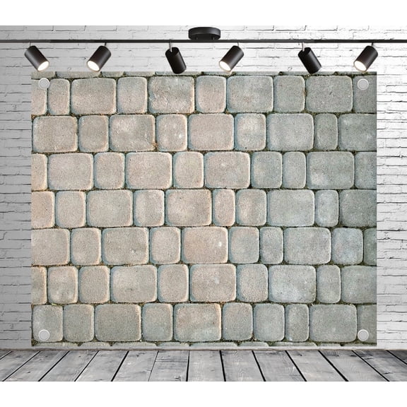 12x8ft Grey Backdrop Paved Brick Pattern Photo Backdrop Stone Background Decoration Banner for Theme Party Wedding Birthday Baby Shower Photo Booth Studio Props