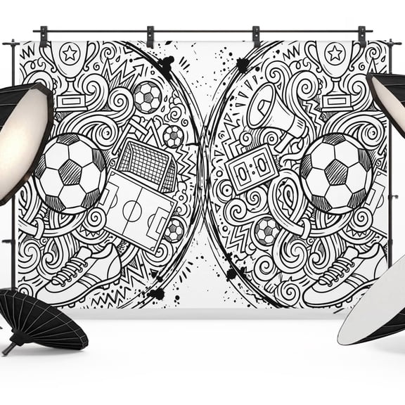 12x8ft Photo Backdrop, Abstract Football Sport Soft Polyester Backdrop Curtains Photography Backdrops, Modern Art Balls Match Gaming Brushed Background for Photoshoots Studio Video Portrait Parties