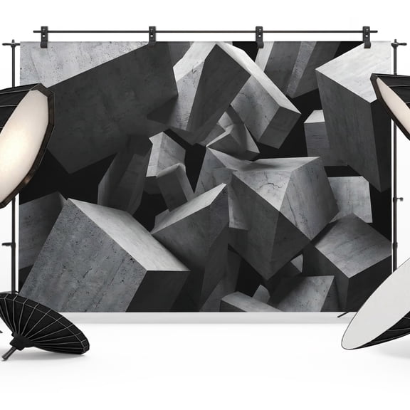 12x8ft Photo Backdrop, Abstract Grey Soft Polyester Backdrop Curtains Photography Backdrops, Floating Stone Industrial Modernist Brushed Background for Photoshoots Studio Video Portrait Parties