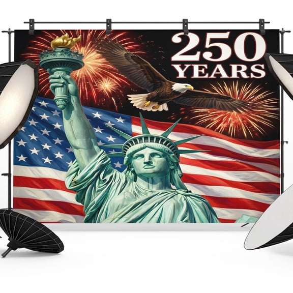 12x8ft Photo Backdrop, American Flag 4th of July Soft Polyester Backdrop Curtains Photography Backdrops, Eagle Stars Independence Day Brushed Background for Photoshoots Studio Video Portrait Parties