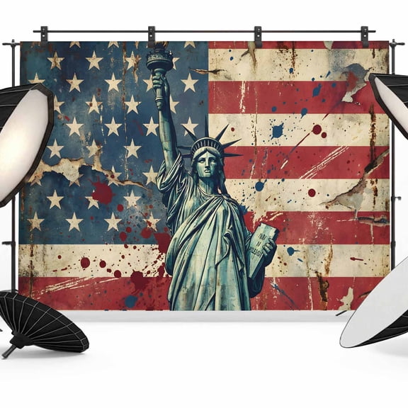 12x8ft Photo Backdrop, American Flag Soft Polyester Backdrop Curtains Photography Backdrops, Modern Abstract Art Freedom USA Flag Brushed Background for Photoshoots Studio Video Portrait Parties