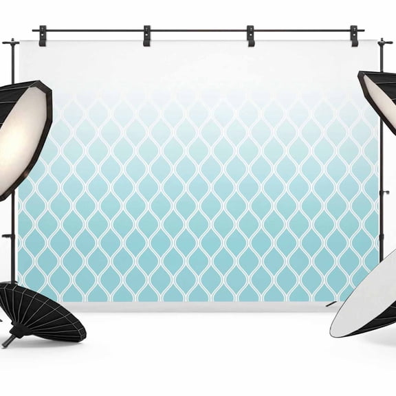 12x8ft Photo Backdrop, Aqua Ombre Stripe Soft Polyester Backdrop Curtains Photography Backdrops, Modern Abstract Art Gradient Striped Brushed Background for Photoshoots Studio Video Portrait Parties