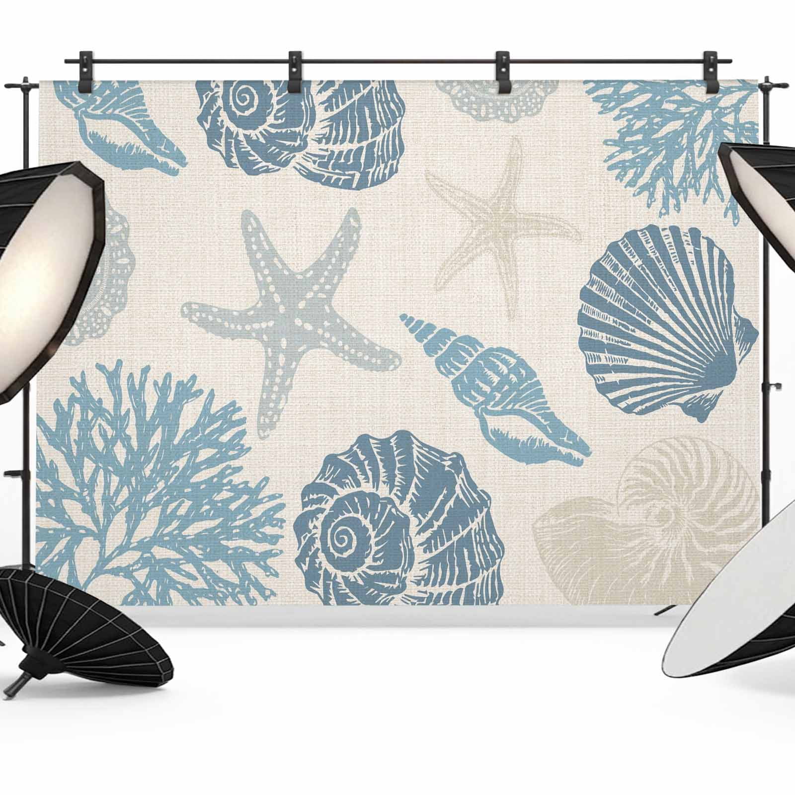12x8ft Photo Backdrop, Blue Coastal Soft Polyester Backdrop Curtains ...
