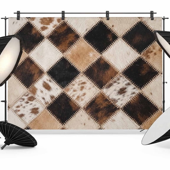12x8ft Photo Backdrop, Brown Cow Print Soft Polyester Backdrop Curtains Photography Backdrops, Farmhouse Country Cowhide Fur Textured Brushed Background for Photoshoots Studio Video Portrait Parties