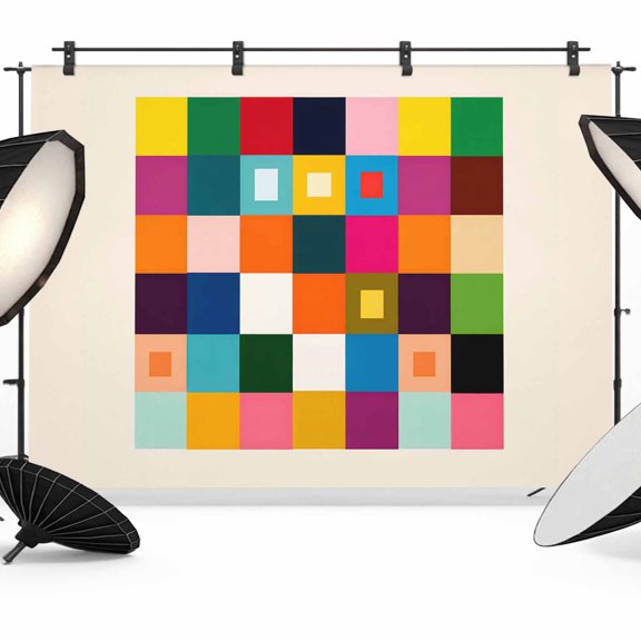 12x8ft Photo Backdrop, Colorful Plaid Soft Polyester Backdrop Curtains Photography Backdrops, Modern Abstract Art Collage Geometric Brushed Background for Photoshoots Studio Video Portrait Parties
