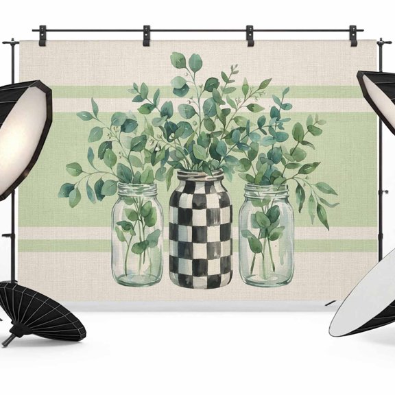 12x8ft Photo Backdrop, Eucalyptus Leaves Soft Polyester Backdrop Curtains Photography Backdrops, Sage Green Botanical Rustic Brushed Background for Photoshoots Studio Video Portrait Parties