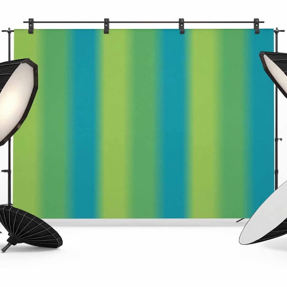 12x8ft Photo Backdrop, Green Blue Ombre Stripes Soft Polyester Backdrop Curtains Photography Backdrops, Vertical Modern Art Gradient Brushed Background for Photoshoots Studio Video Portrait Parties