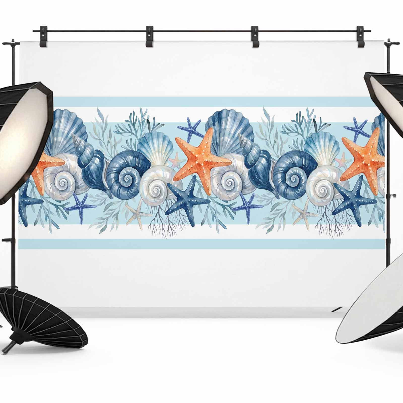 10x8ft photo backdrop, starfish coastal soft polyester... 12x8ft Photo Backdrop, Nautical Coastal Soft Polyester Backdrop ...