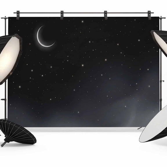 12x8ft Photo Backdrop, Night Stars Moon Soft Polyester Backdrop Curtains Photography Backdrops, Modern Abstract Art Cloud Fog Brushed Background for Photoshoots Studio Video Portrait Parties