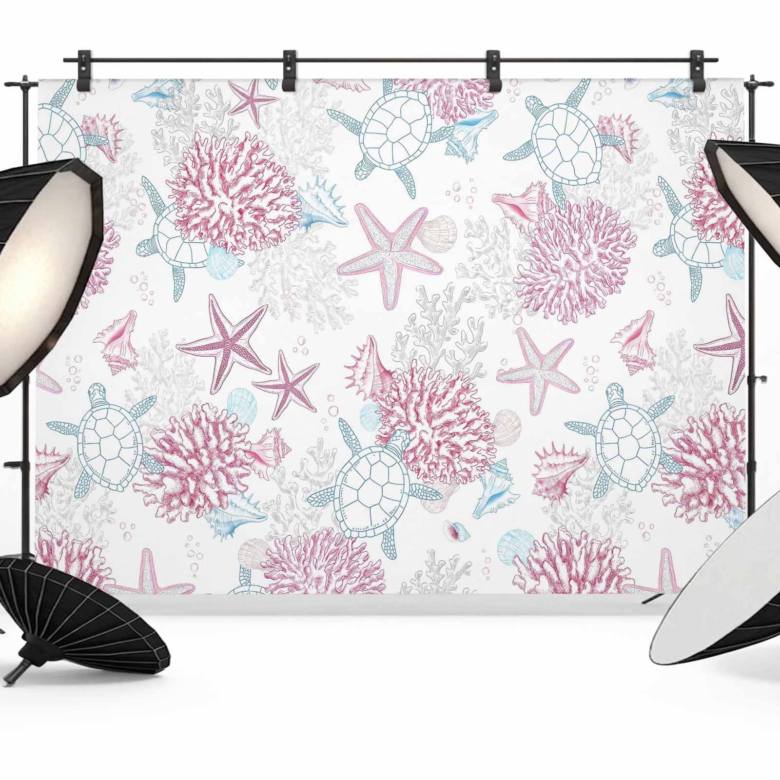 10x8ft photo backdrop, starfish coastal soft polyester... 12x8ft Photo Backdrop, Pink Blue Coastal Soft Polyester Backdrop ...