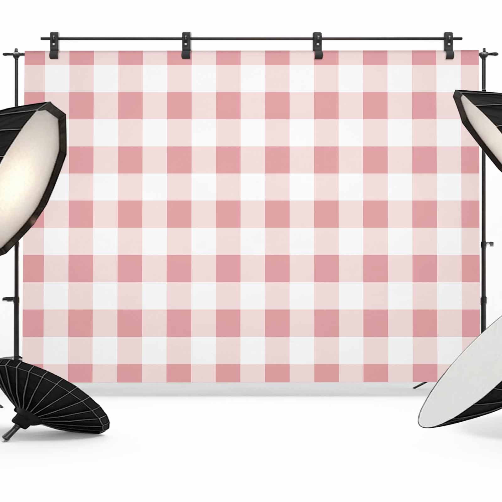 Chekered Backdrops 12x8ft Photo Backdrop, Pink Checkered Soft Polyester Backdrop Curtains ...