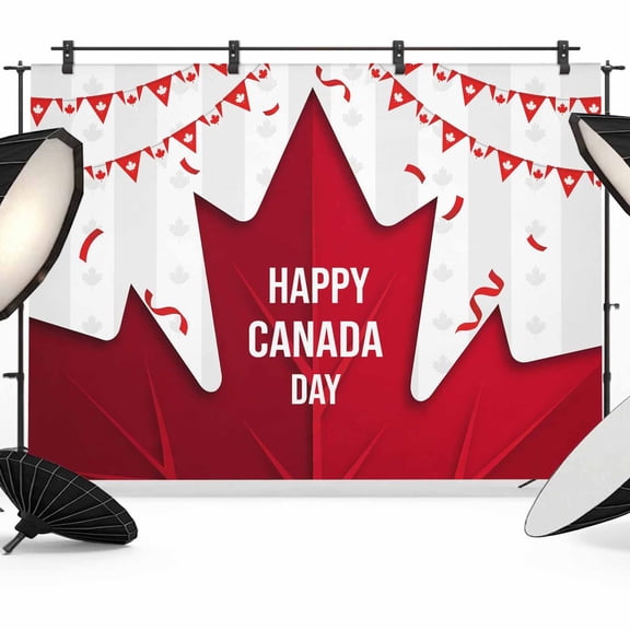 12x8ft Photo Backdrop, Red Canada Day Soft Polyester Backdrop Curtains Photography Backdrops, Modern Abstract Art Leaves Brushed Background for Photoshoots Studio Video Portrait Parties