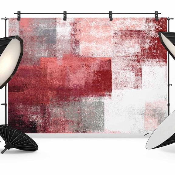 12x8ft Photo Backdrop, Red Grey Oil Painting Soft Polyester Backdrop Curtains Photography Backdrops, Abstract Modern Street Smear Art Brushed Background for Photoshoots Studio Video Portrait Parties