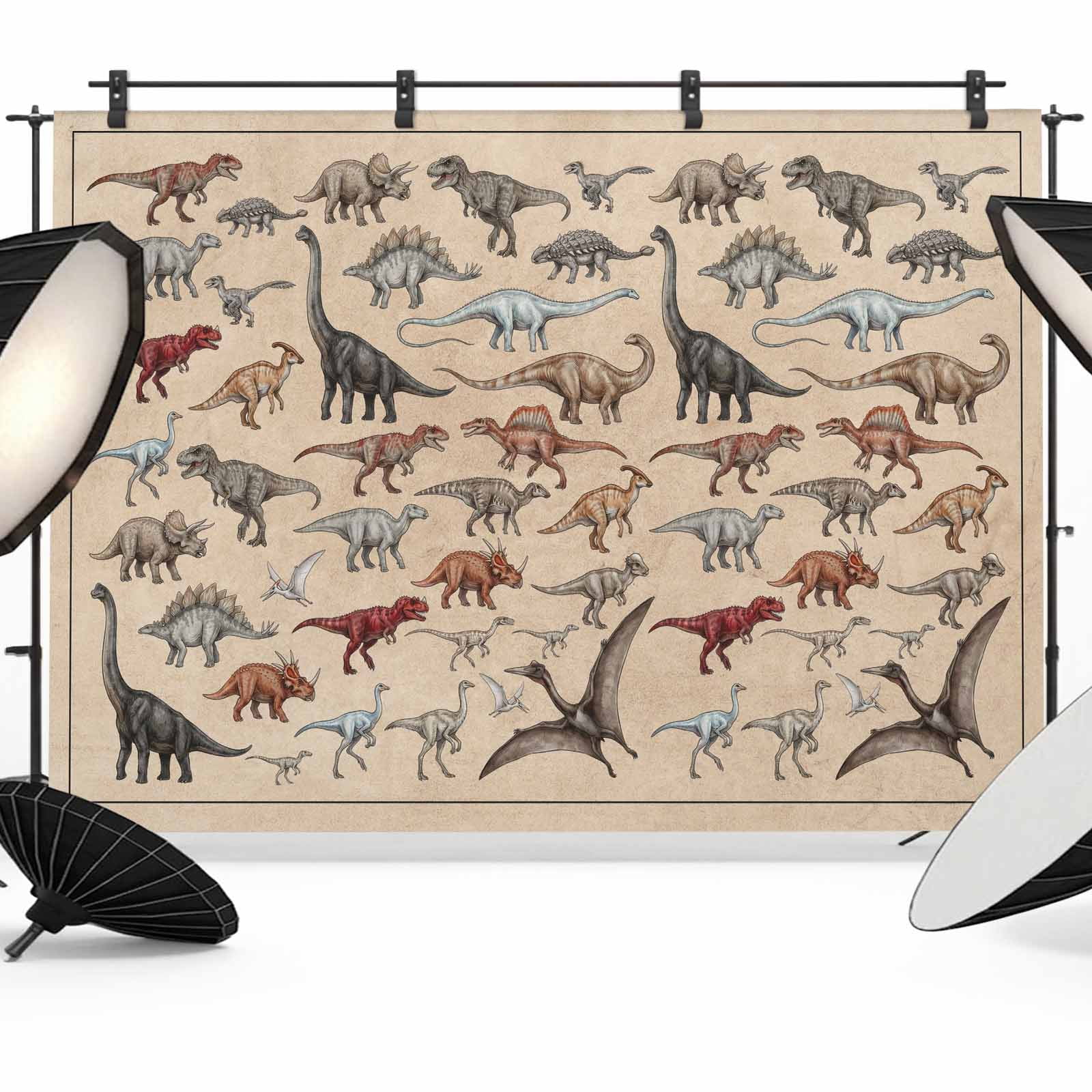 Primitive Backdrop 12x8ft Photo Backdrop, Retro Dinosaurs Soft Polyester Backdrop Curtains ...