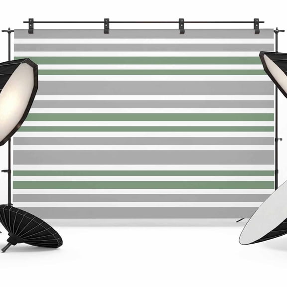 12x8ft Photo Backdrop, Sage Green Grey Striped Soft Polyester Backdrop Curtains Photography Backdrops, Horizontal Lines Simple Minimalist Brushed Background for Photoshoots Studio Portrait Parties