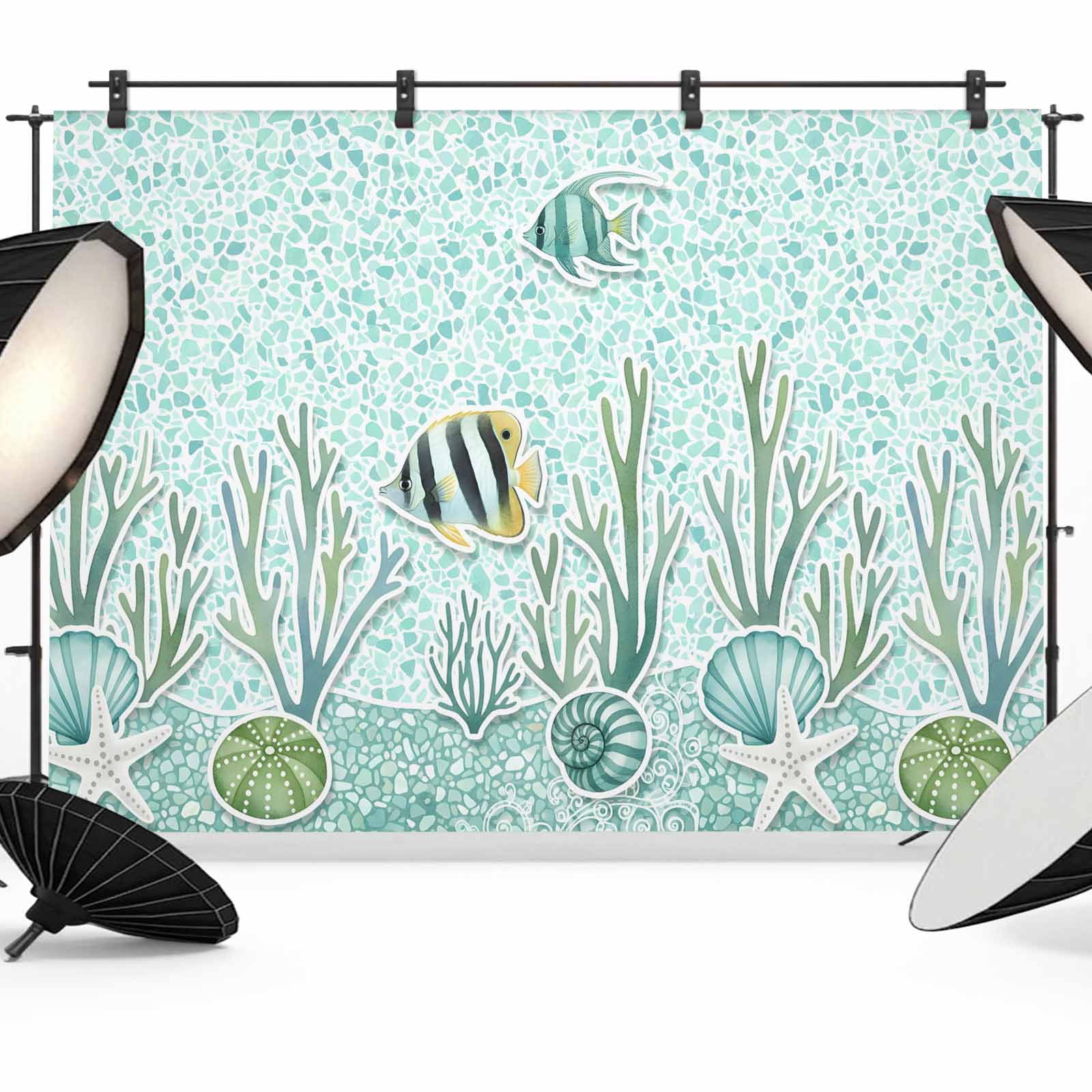 12x8ft Photo Backdrop, Turquoise Ocean Soft Polyester Backdrop Curtains ...