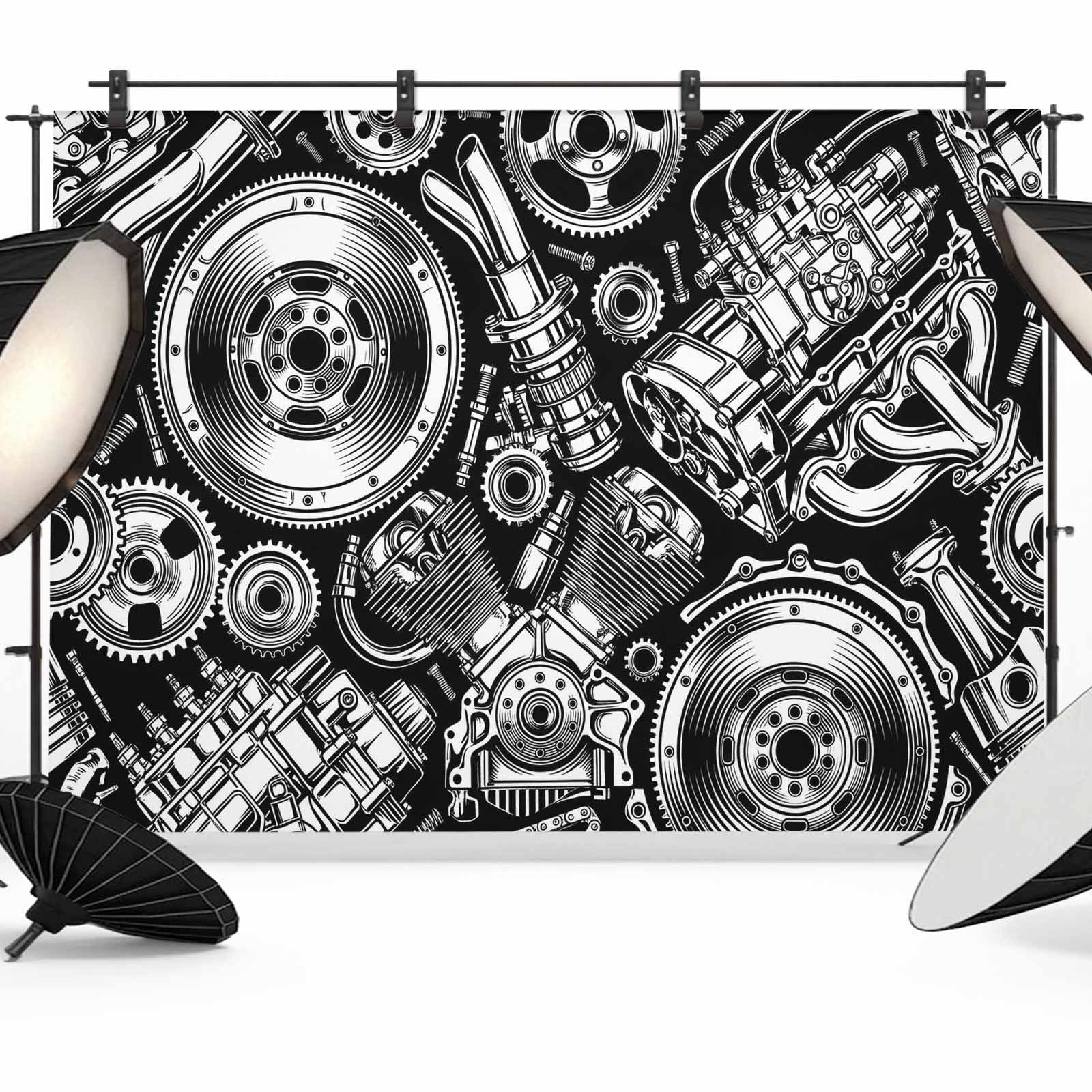 12x8ft Photo Backdrop, Vintage Car Soft Polyester Backdrop Curtains ...