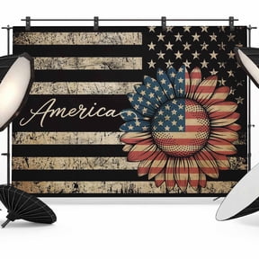 12x8ft Photo Backdrop, Vintage Flag Independence Day Soft Polyester Backdrop Curtains Photography Backdrops, 4th of July Retro Art Brushed Background for Photoshoots Studio Video Portrait Parties