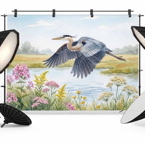 12x8ft Photo Backdrop, Watercolor Wildflowers Soft Polyester Backdrop Curtains Photography Backdrops, Spring Swan Lake Nature Scenery Brushed Background for Photoshoots Studio Video Portrait Parties
