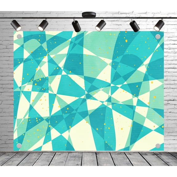 12x8ft Summer Backdrop Turquoise and Gold Dot Pattern Photo Backdrop Modern Art Background Decoration Banner for Theme Party Wedding Birthday Baby Shower Photo Booth Studio Props