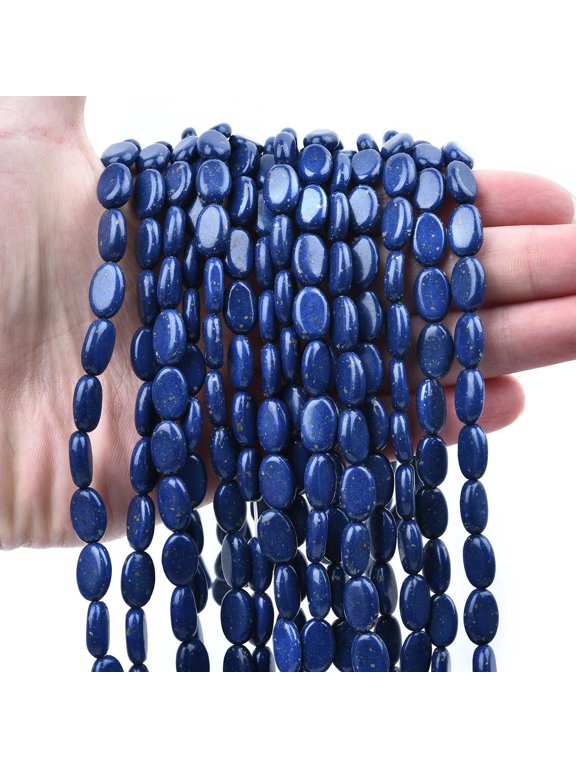 12x8mm Oval Stone Spacer Beads, Loose Beads for Making, DIY Bracelet, Necklace, 15 Inch (33pcs)