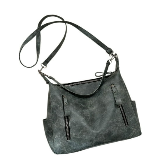 12x9.2x4.3in Leather Tote Bag for Women Large Capacity Waterproof Shoulder Crossbody Bag Commuter Purse with Zippered Pockets(Green)