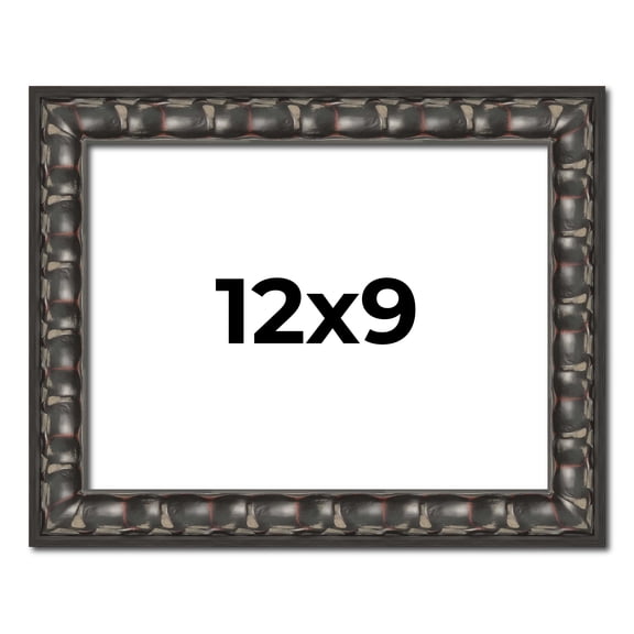12x9 Frame Black-Brown Medieval Solid Wood Picture Frame | 1.5 Inch Moulding Width | Gotham Beveled