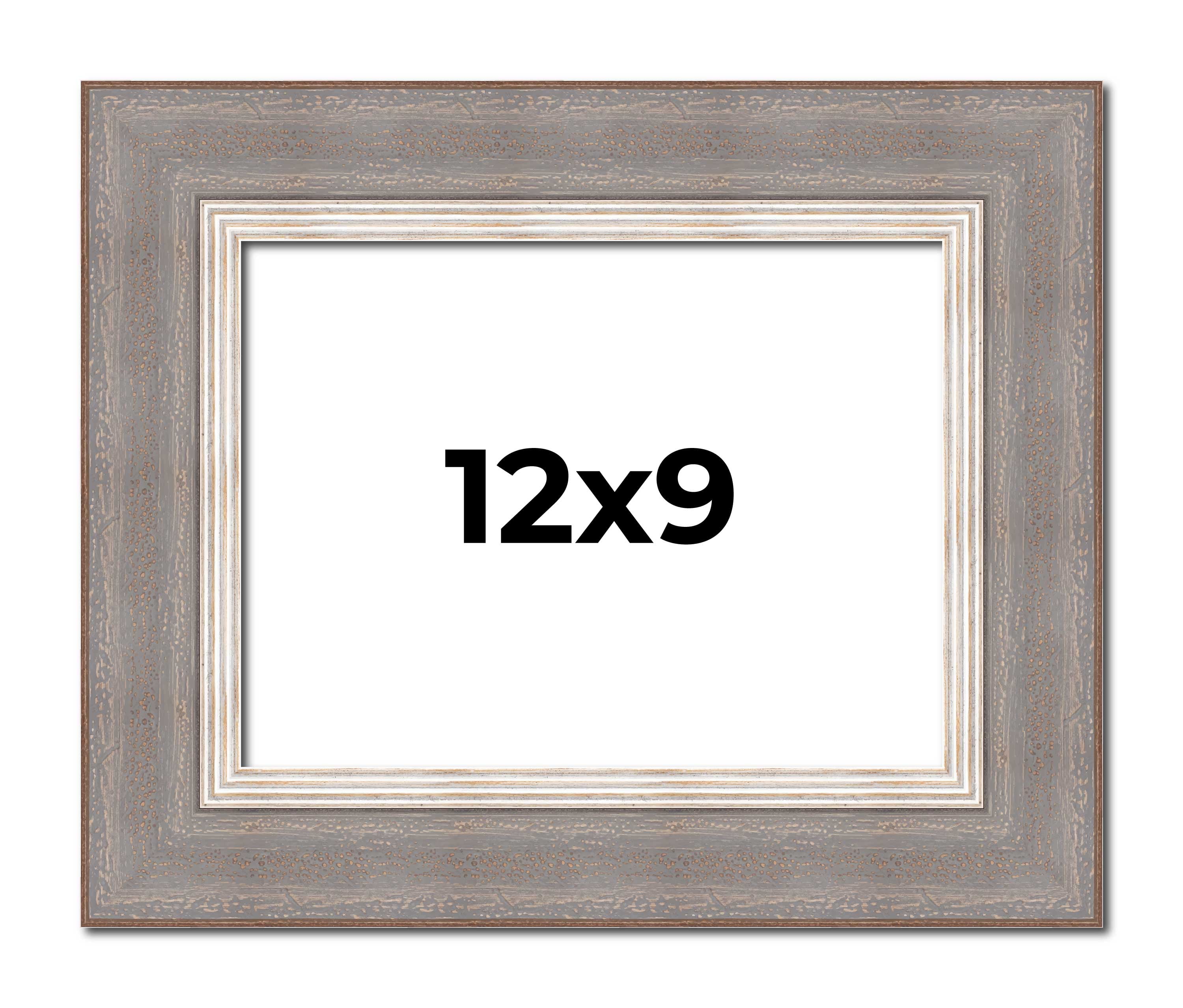 12x9 Frame Grey Real Wood Picture Frame Width 1.25 inches