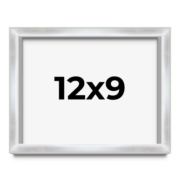 12x9 Frame Silver Whitewashed Wood Grain Solid Wood Shadow Box | 0.75 Inch Moulding Width | 0.75