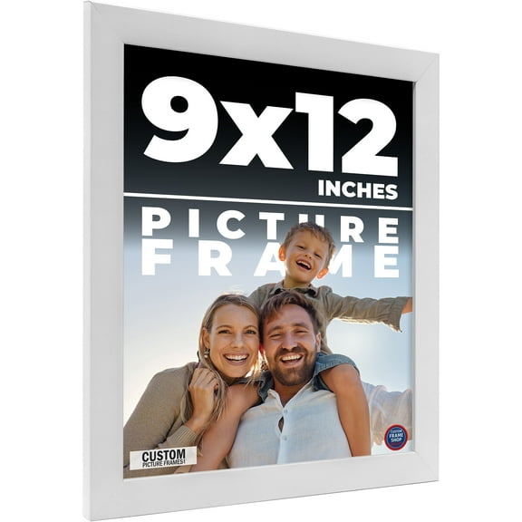 12x9 White Wood Picture Frame - UV Acrylic, Foam Board Backing, Hanging Hardware