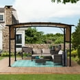 thumbnail image 1 of 12x9Ft Outdoor Pergola Patio Gazebo, Retractable Gazebo with Adjustable Sun Shade Canopy Heavy-Duty Steel Frame Grape Gazebo, Patio Furniture Set with Sun Shelter for Backyard Garden, Beige, 1 of 7