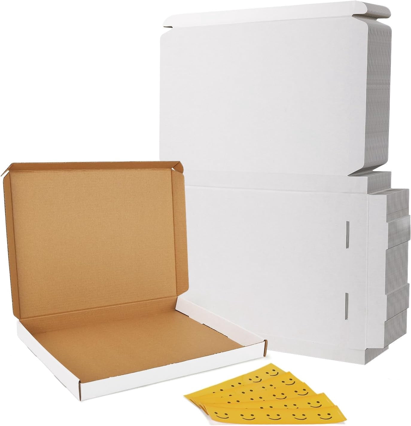 12x9x1 Shipping Boxes Set of 25, White Corrugated Cardboard Box for ...