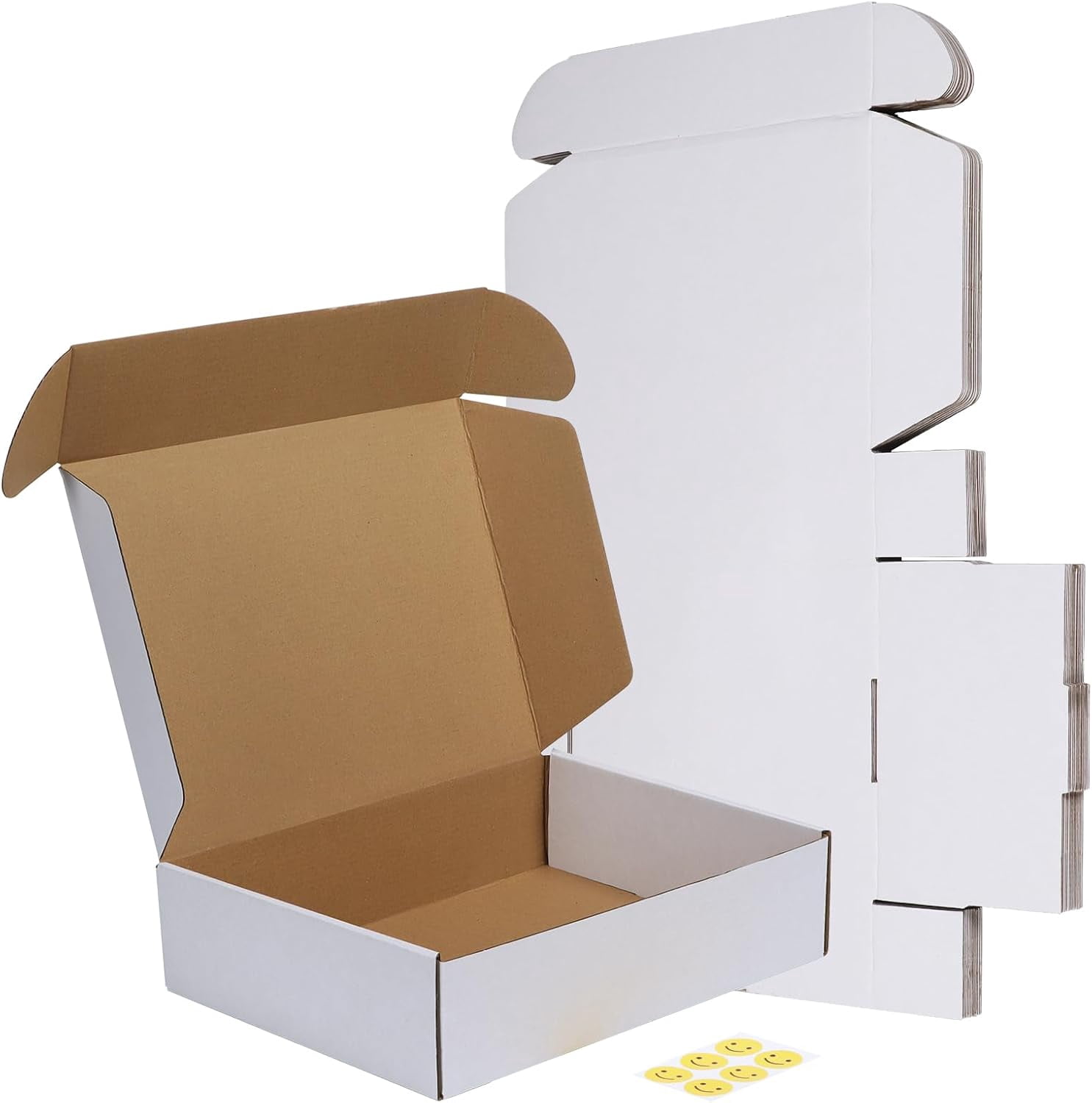 12x9x3 Shipping Boxes Set of 6, White Corrugated Cardboard Box for ...