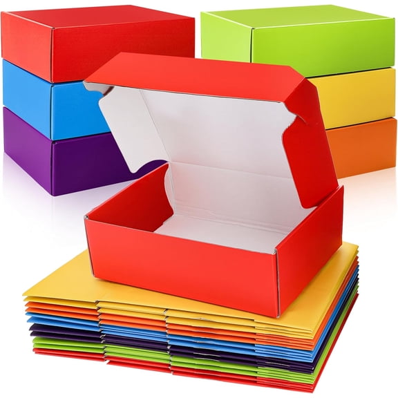 12x9x4 Inches Shipping Boxes Set of 18, Large Assorted Colors Corrugated Cardboard Box, Tab Locking Literature Mailer Box for Small Business, Packing, Wrapping Present