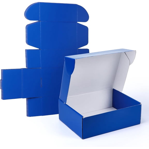 12x9x4 inch Gift Shipping Boxes Bulk 6 Pack Blue, Tab Lock Tuck Top Mailing for Packaging Small Business, Medium Cardboard Mailer Wrapping Present