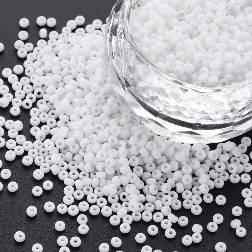 13/0 Glass Seed Beads Macaron Color Round Hole Round White 13/0 2~2.3x1.5mm Hole: 0.8mm about 450g/bag