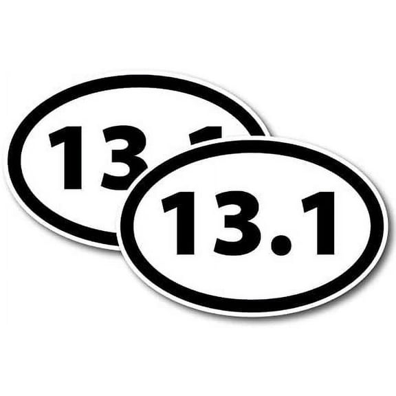 13.1 Half Marathon Black Oval Car Decal 2 Pack | 2" x 3" each