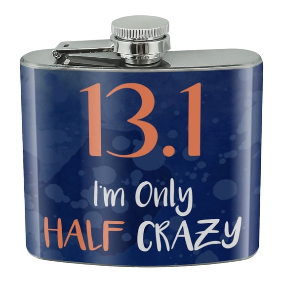 13.1 Half Marathon Half Crazy Running Runner Stainless Steel 5oz Hip Drink Kidney Flask