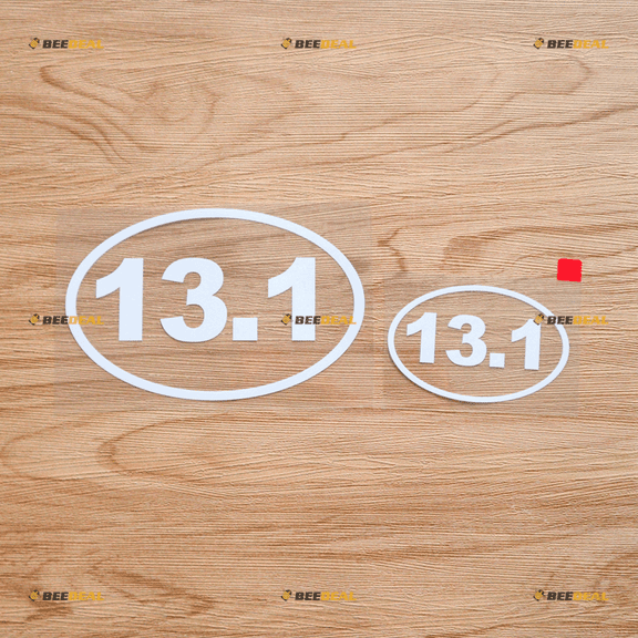 13.1 Half Marathon Run Oval Runner Sticker Decal Vinyl - 2 Pack White, 3 Inches, 5 Inches - No Background Die Cut for Car Boat Laptop Cup