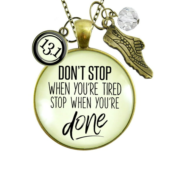 13.1 Marathon Gutsy Goodness Bronze Metal Necklace Don't Stop Sport Female Adult Jewelry
