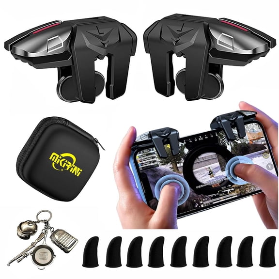 13 in 1 Mobile Gaming Combo Kits, L2R2 4 Triggers Cell Phone Controller for iPhones/Android Phones, compatible with PUBG/Fortnitee/Call of Duty/Knives Out/Apex Legends