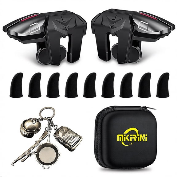 13 in 1 Mobile Phone Game Controller for iPhones & Android Phones, 4 Gaming Triggers Cell Phone Gaming Triggers compatible with PUBG Mobile/Fortnite Mobile/Call of duty Mobile/Apex
